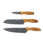 Jogo De 3 Facas Inox Hamilton Beach Com Tábua Grey Stone
