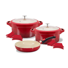 Jogo De 3 Panelas Red Le Cook Revestimento Cerâmico