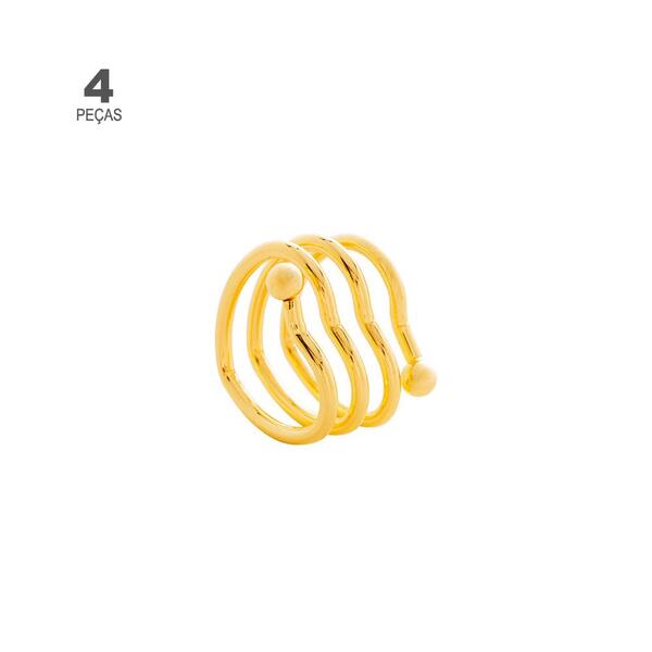 Jogo De 4 Anéis Para Guardanapos Wolff Coração Dourado De Met