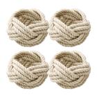 Jogo De 4 Anéis Trança P/ Guardanapo Em Corda Bege 26794