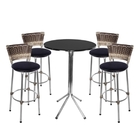 Jogo De 4 Banquetas Cromada Capuccino Assento Preto Com Bistr