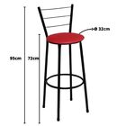 Jogo De 4 Banquetas Preta Assento Vermelho Com Bistro Preto