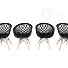 Jogo De 4 Cadeira Para Sala De Estar Apoio Bracos Web Preta -