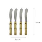 Jogo De 4 Espatulas Em Aco Inox Com Cabo Plastico Bambu Dynas