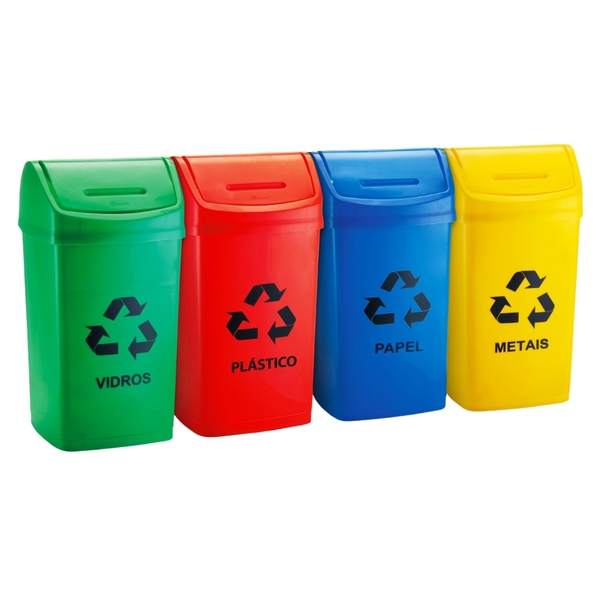 Jogo De 4 Lixeiras 50 Litros Coleta Seletiva Eldorado