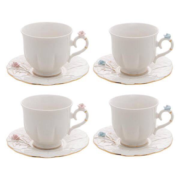 Jogo De 4 Xícaras De Chá Wolff Flower De Porcelana 200ml
