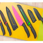 Jogo De 5 Facas Coloridas Aço Inox Com Protetores 4 Tábuas Co