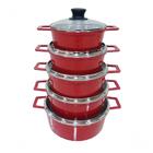 Jogo De 5 Panelas Alumínio Fundido Com Tampa De Vidro Extang