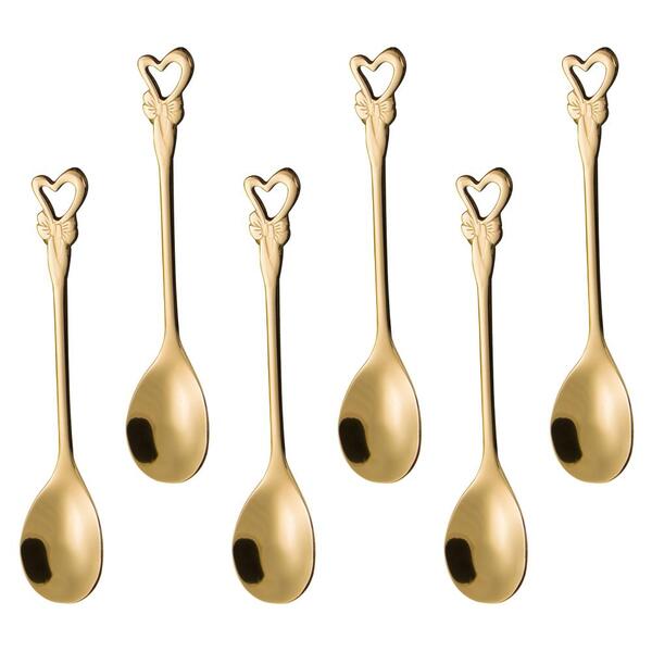 Jogo De 6 Colheres Romantique Em Aco Inox Cor Dourada
