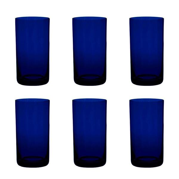 Jogo De 6 Copos Coloridos De Cristal Água 235ml Azul Intenso