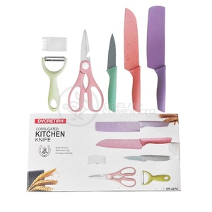 Foto de Jogo De 6 Facas Coloridas Antiaderentes Com Tesoura Ralador E