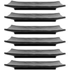 Jogo De 6 Pratos De Sushi Melamina Retangulares 20x14cm Preto