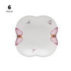 Jogo De 6 Pratos Fundos Wolff Borboletas De Porcelana Branco