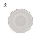 Jogo De 6 Pratos Fundos Wolff Maldivas De Porcelana Fio Prata