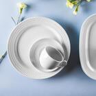 Jogo De 6 Pratos Rasos Porcelana 26,5cm Germer Relevo Chevron