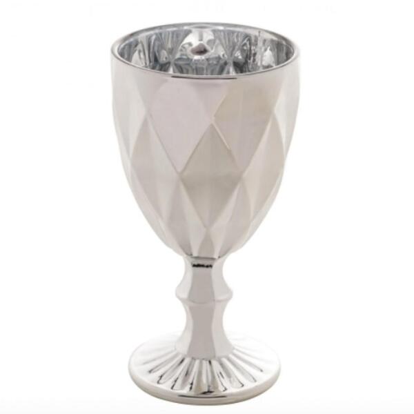 Jogo De 6 Taças De Vidro Diamond Prateada 325ml  - Lyor