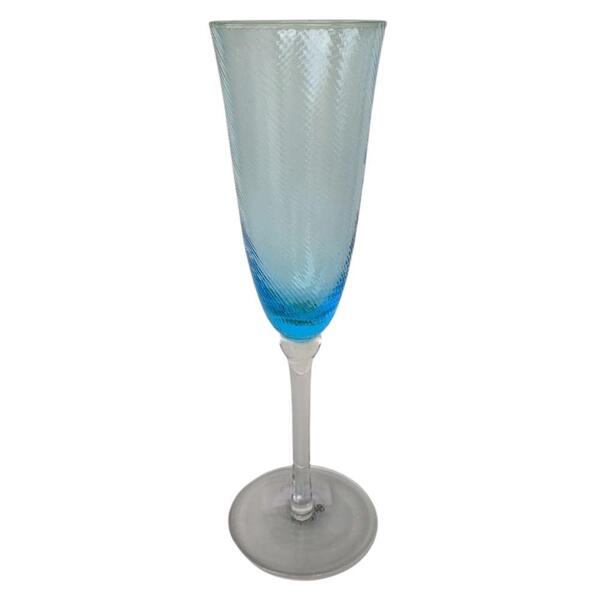 Jogo De 6 Taças P/champanhe Vidro Azul 230ml - Montarte