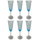 Jogo De 6 Taças P/champanhe Vidro Azul 230ml - Montarte