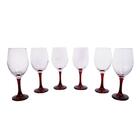 Jogo De 6 Taças P/vinho Em Vidro Transparente C/vermelha 400ml