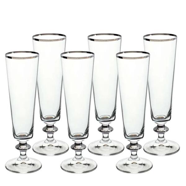 Jogo De 6 Taças Para Champanhe Bella Em Cristal 205ml -58533