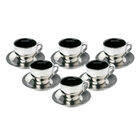 Jogo De 6 Xícaras Cromadas E Pretas Vice Versa Com Rack 70002