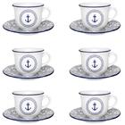 Jogo De 6 Xícaras De Chá Com Pires Floreal Náutico Oxford