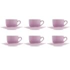 Jogo De 6 Xícaras Em Porcelana Para Café C/pires 125ml Lilás