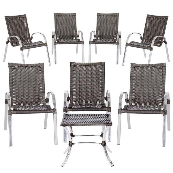 Jogo De 7 Cadeiras De Area Colombia E 1 Mesa Baixa Colombia E