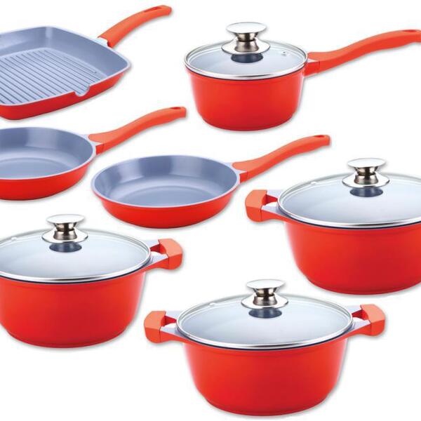 Jogo De 7 Panelas Revestimento Cerâmico Gedex - Vermelho