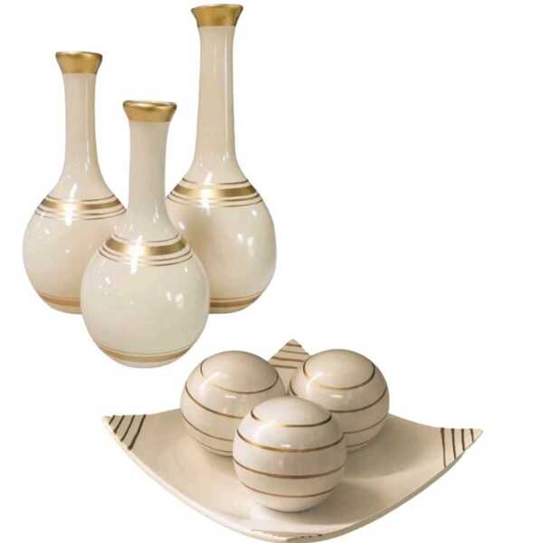 Jogo De 7 Pecas Decorativo Sala Centro De Mesa Enfeite Rack L