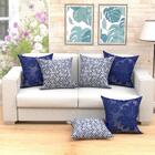 Jogo De Almofada Azul Decorativas 60cm X 60cm 6 Unidades Com