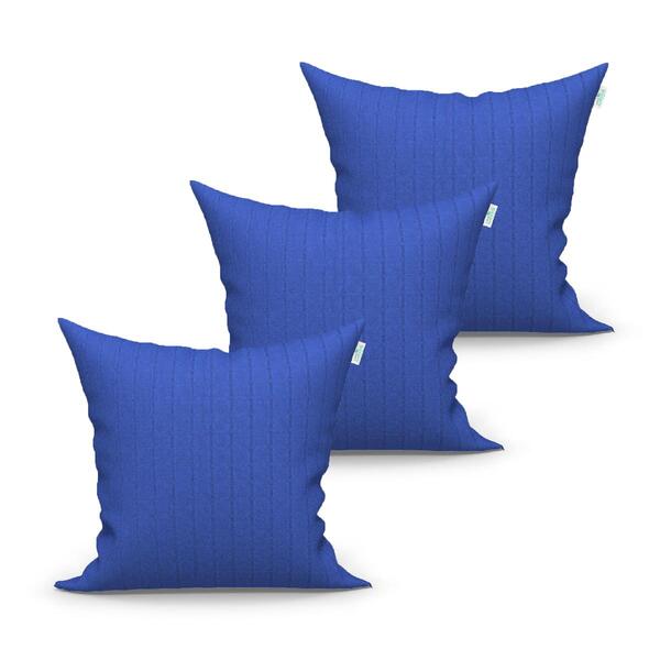 Jogo De Almofada Azul Lisa 3 Unidades 45cm X 45cm Com Refil D