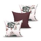 Jogo De Almofada Bege Floral E Tabaco 3 Unidades 45cm X 45cm