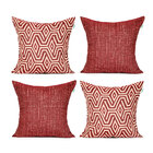 Jogo De Almofada De Linho Vermelha Lisa 45cm X 45cm Com Enchi