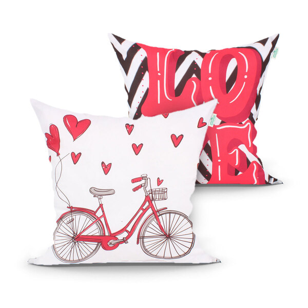 Jogo De Almofada Estampada Love Para Sala 45cm X 45cm 2 Unida