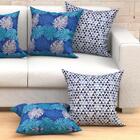 Jogo De Almofada Floral Azul Grande 60cm X 60cm 6 Unidades Co