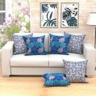 Jogo De Almofada Floral Azul Grande 60cm X 60cm 6 Unidades Co