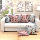 Jogo De Almofada Grande Floral Estampada Decorativa 60cm X 60