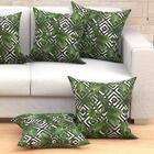 Jogo De Almofada Grande Verde Estampada Decorativa 4 Unidades