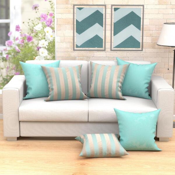 Jogo De Almofada Listrada Grande 60cm X 60cm 6 Unidades Com R