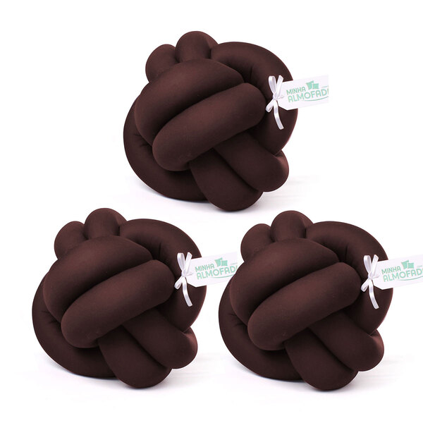 Jogo De Almofada Nó Decorativo Para Quarto Tabaco 3 Unidades