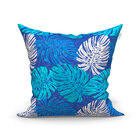 Jogo De Almofada Para Sala Azul Floral 3 Unidades 45cm X 45cm