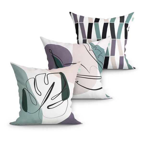 Jogo De Almofada Para Sala Estampada Cinza Costela De Adão 3