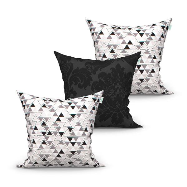 Jogo De Almofada Preta Para Sala 3 Unidades 45cm X 45cm Tecid