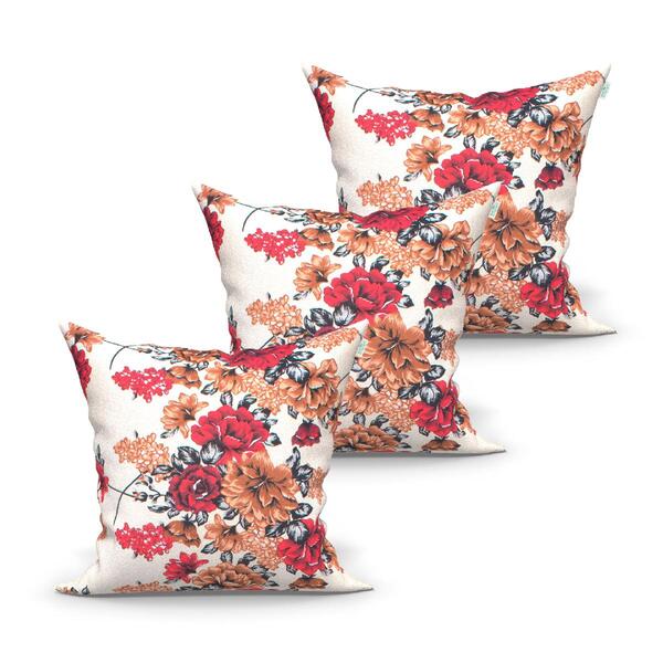 Jogo De Almofada Savana Vermelha Kit 3 Unidades 60cm X 60cm T