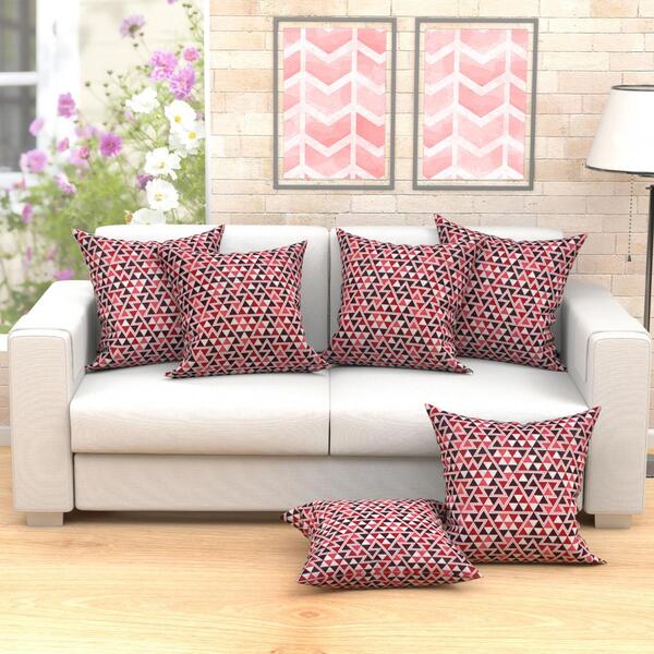 Jogo De Almofada Vermelha Geométrica 60cm X 60cm 6 Unidades C