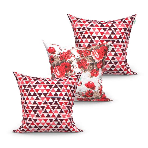 Jogo De Almofada Vermelha Savana 3 Unidades 45cm X 45cm Com R
