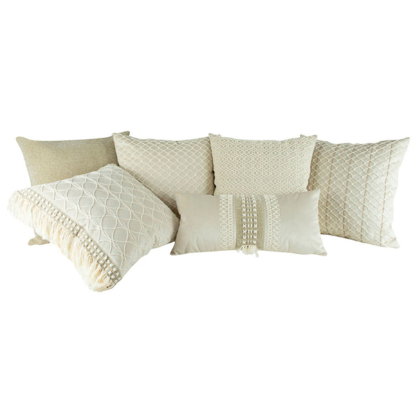 Jogo De Almofadas Bordadas Cru 50x50 Veludo Com Enchimento