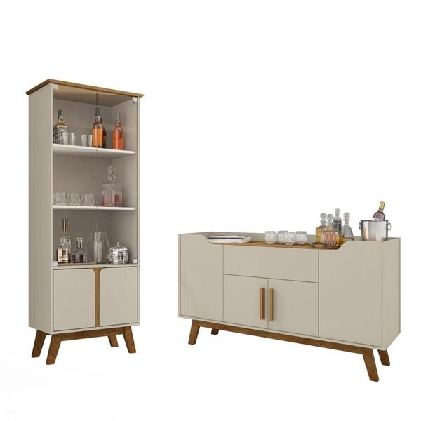 Jogo De Aparador E Cristaleira Pred Off White Cinamomo