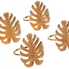 Jogo De Argola De Guardanapo Costela De Adão Dourado Zamac